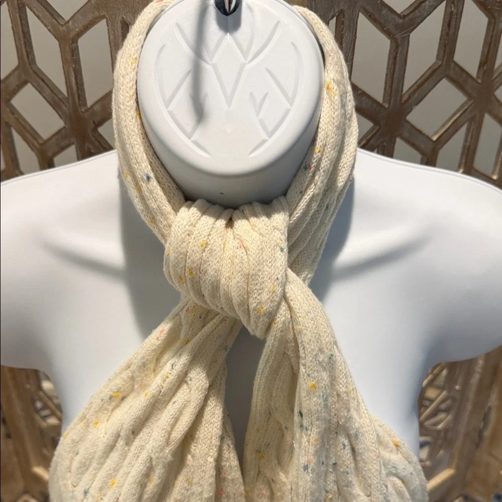 Talbots Funfetti Confetti Cream Cable Knit Scarf